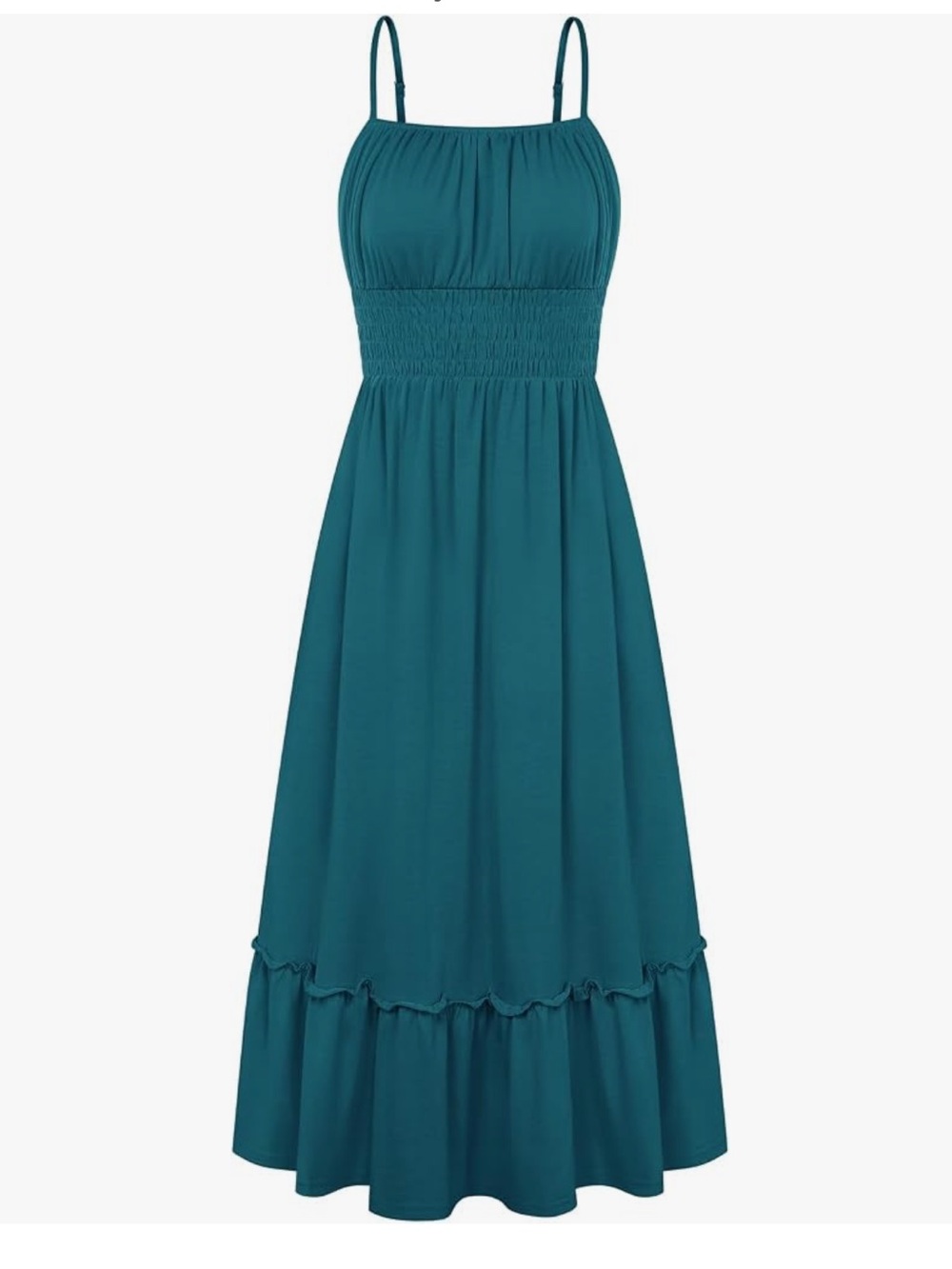 Grace Karin Sleeveless Smocked Waist Maxi Dress in Teal - Size 2XL